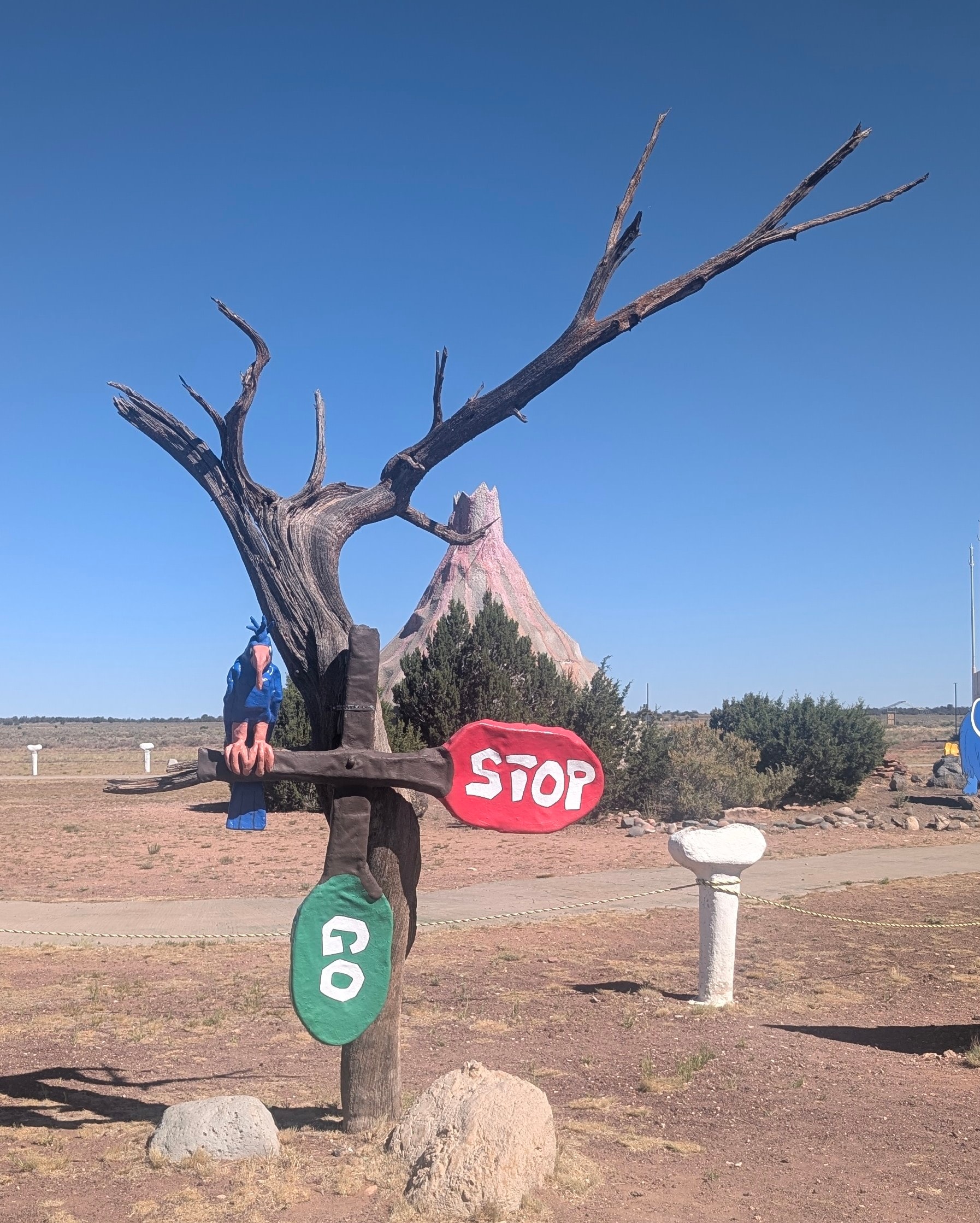 Volcano stop and go sign at Bedrock City, Valle Arizona