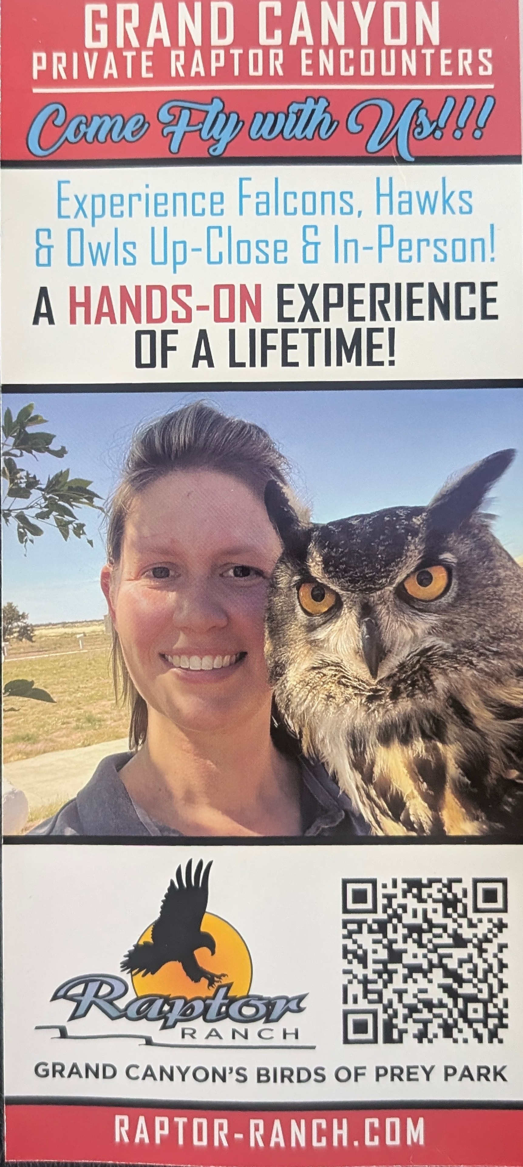 Raptor Ranch private raptor encounter flyer
